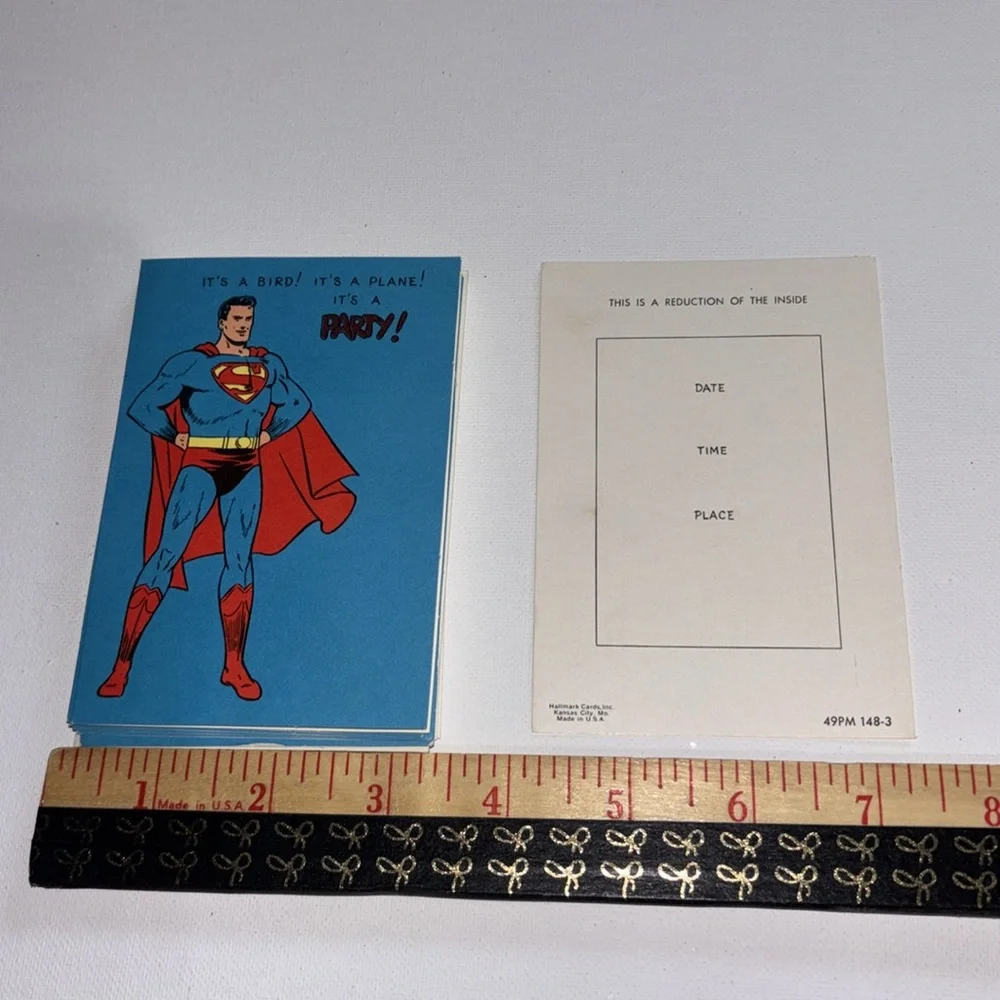RARE 1966 Hallmark Superman Party Invitations Set of 7 VTG HALLMARK SUPERMAN